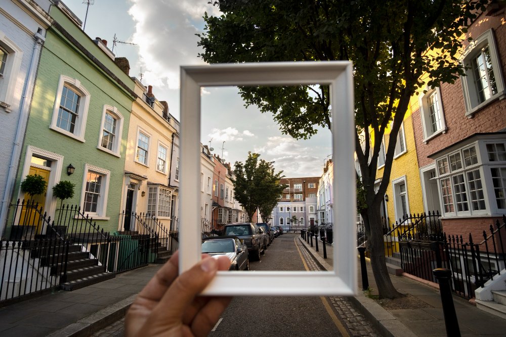 encuadre de fotografía en una calle